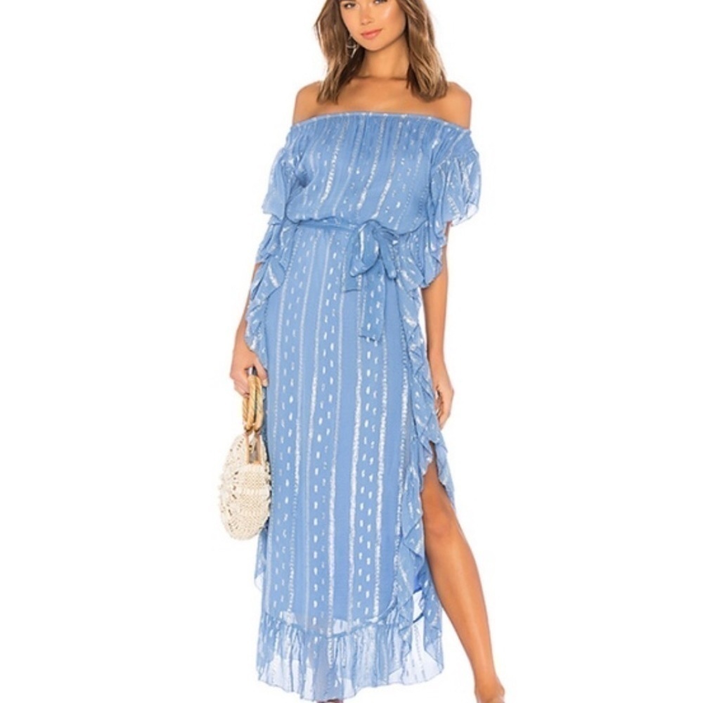 Saylor Avril Off the Shoulder Ruffle Maxi Dress